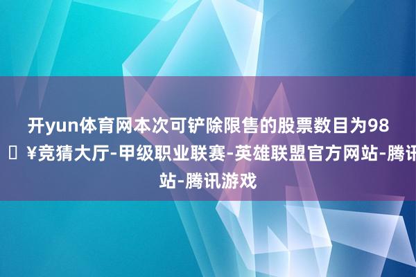 开yun体育网本次可铲除限售的股票数目为986-🔥竞猜大厅-甲级职业联赛-英雄联盟官方网站-腾讯游戏